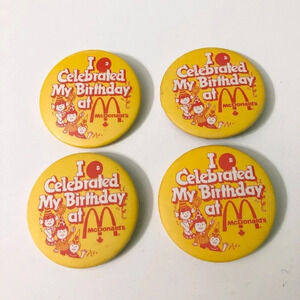 Vintage Lot of 4 McDonalds  Celebrated Birthday Button Pin Collectible Pinback
